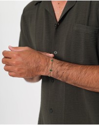 Kuzzoi - ICONIC EXCLUSIVE - Bracelet Male Cloverleaf Enamel Green 925 Sterling Silver Gold Plated