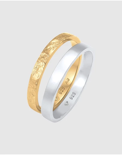 Elli Jewelry - Modern Bicolor Ring Set in 925 Silver