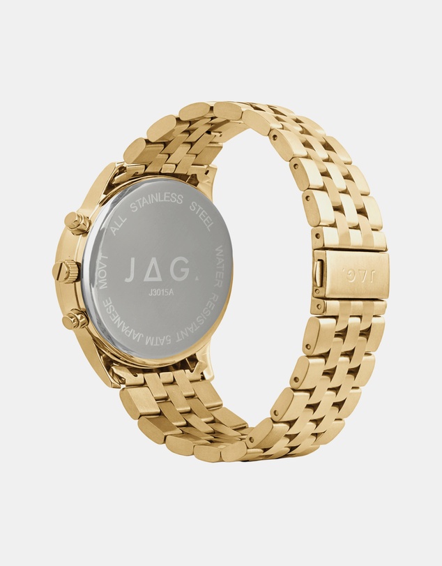 Jag - Albany Mens Black Dial 45mm Gold Watch