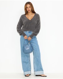 Dazie - Faye Fuzzy V-Neck Sweater
