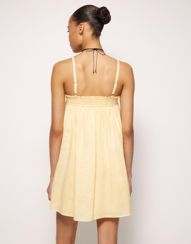 AERE - Amba Shirred Linen Mini Dress