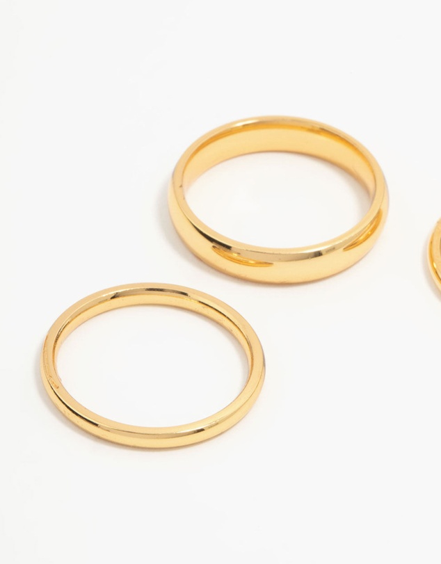 Lovisa - Waterproof Gold Plated Stainless Steel Fanned Stacking Rings 3-Pack