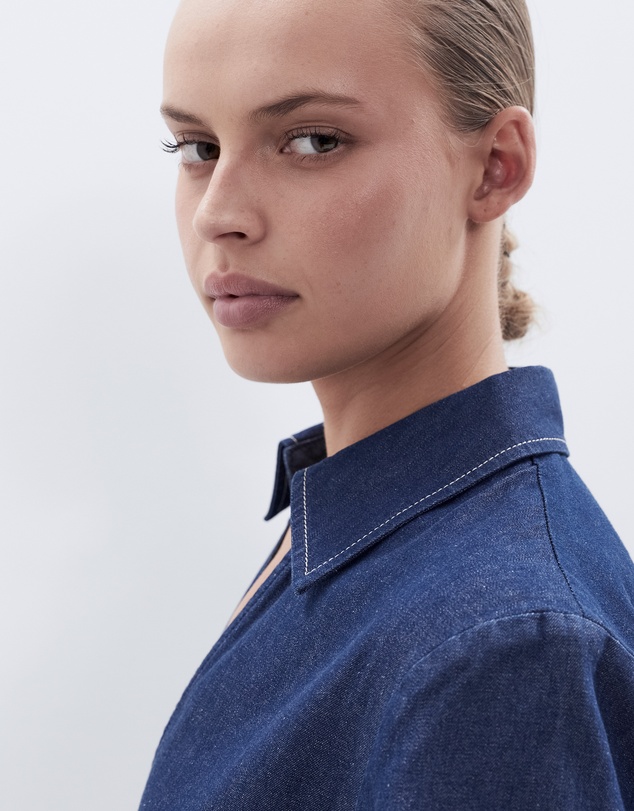 UNISON - Collared Denim Popover