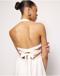 AERE - Tali Linen Cross Back Midi Dress