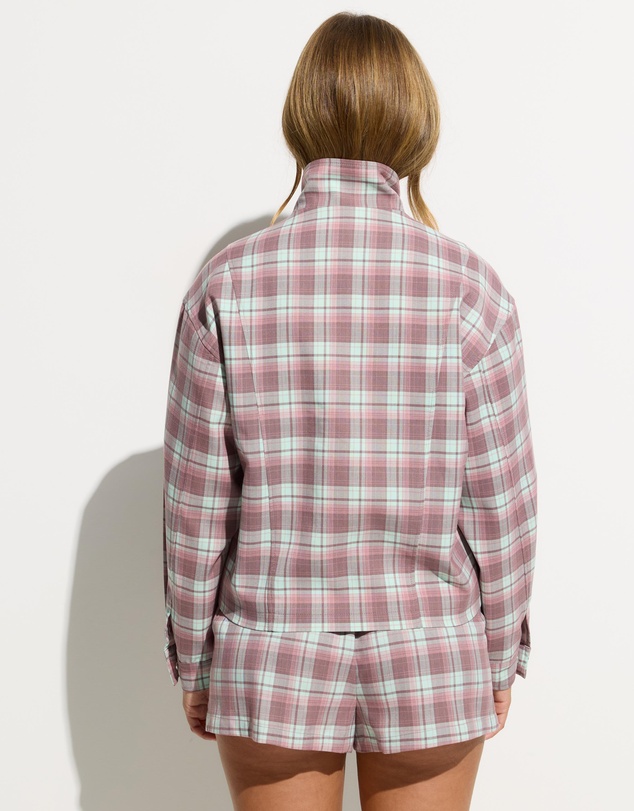 Dazie - Isla Funnel Neck Check Bomber Jacket
