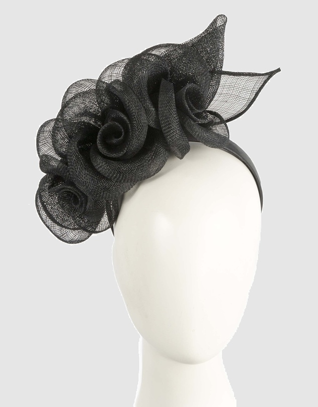 Max Alexander - Black Flower Sinamay Fascinator Headband