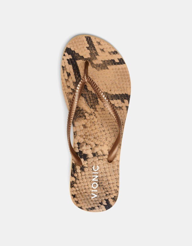 Vionic - Noosa Print Toe Post Sandal - Bronze Snake