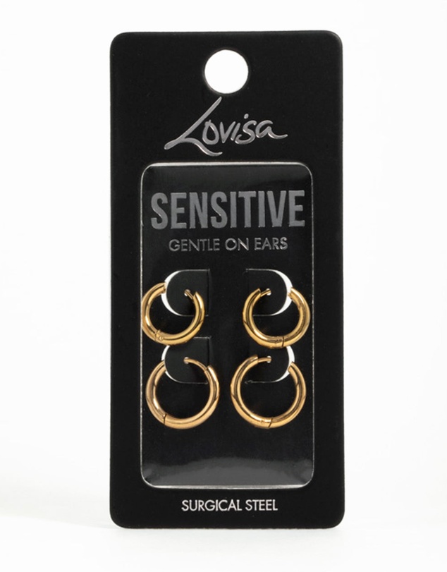 Lovisa - Gold Plated Surgical Steel Thick Hoop Earrings 2-Pack