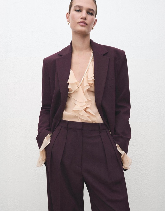 M.N.G - Wide-Leg Mid-Rise Pleated Trousers