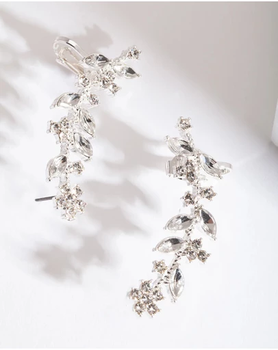 Lovisa - Silver Diamante Leaf Ear Cuff