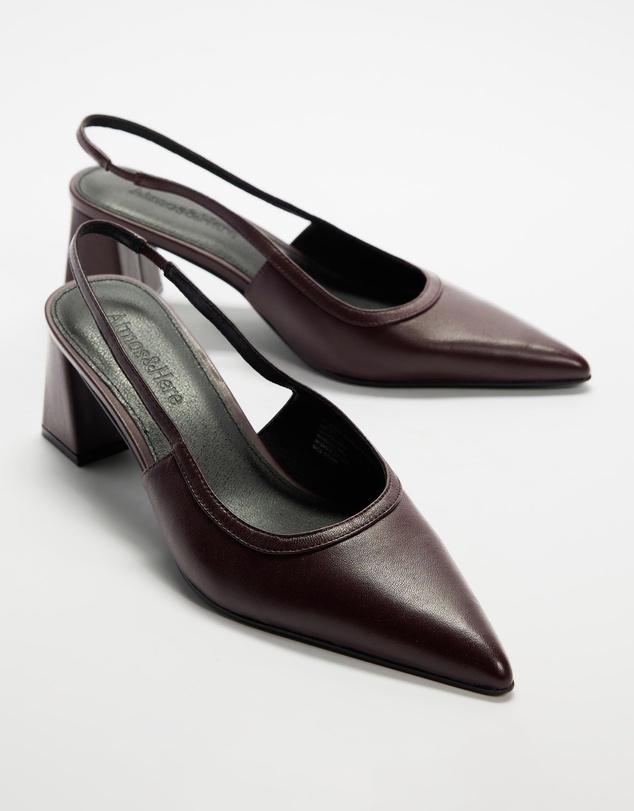 Atmos&Here - Raven Leather Slingback Heels