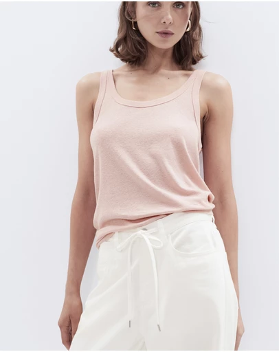 UNISON - Linen Blend Scoop Neck Tank