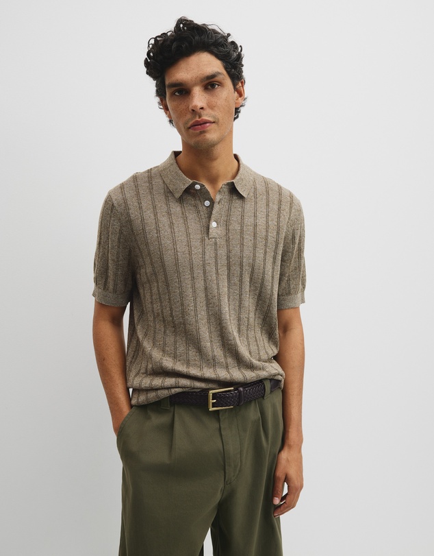 Country Road - Linen Cotton Stripe Knit Polo
