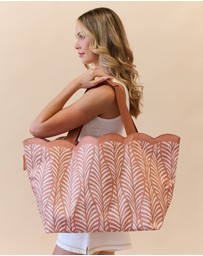 Sky Gazer - Scalloped Edge Beach Bag- Mocha Fern