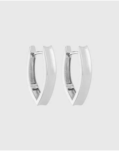 Najo - Swan Silver Huggie Earrings