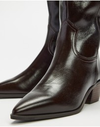 AERE - Rozalia Leather Cowboy Ankle Boots
