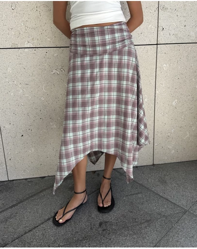 Dazie - Hamilton Hanky Hem Check Midi Skirt