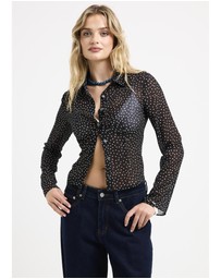 Alice In The Eve - Jade Sheer Polka Dot Long Sleeves Shirt
