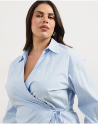 Atmos&Here Curvy - Kitt Cinched Waist Tie Wrap Shirt