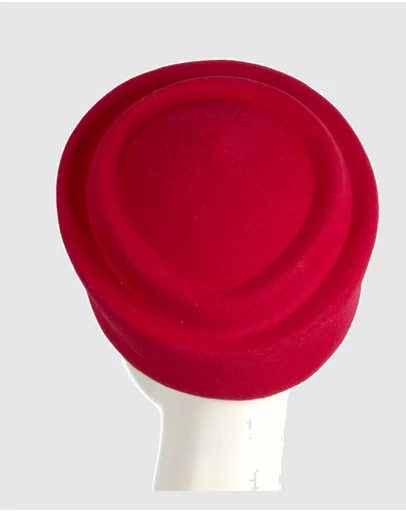 Max Alexander - Felt Red Pillbox Hat