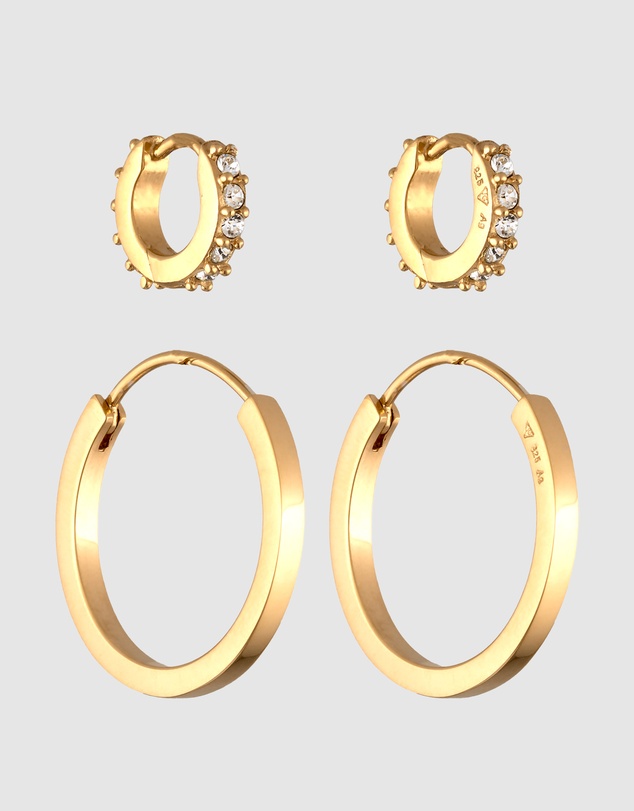 Elli Jewelry - Crystal Earring Set in Gold-Plated 925 Silver