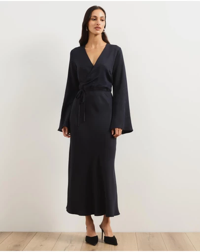 Atmos&Here - Dani Wrap Long Sleeve Midi Dress