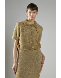 Glamorous - Button-Front Collar Short Sleeve Top