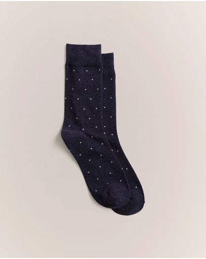 Trenery - Square Grid Crew Sock in Navy Marle