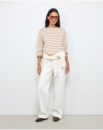 AERE - Boat Neck Stripe T-Shirt