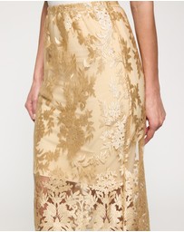 Lindsay Nicholas New York - Sheer Gold Lace Skirt with Nude Underskirt