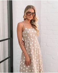 Esther & Co - Crescent Dress - Beige Spot