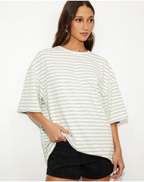 Dazie - Nostalgia Stripe Oversized Boyfriend Tee