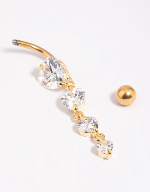 Lovisa - Gold Plated Surgical Steel Heart Belly Bar
