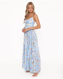 Petal & Pup - Naira Pleated Maxi Dress - Cornflower Blue Floral