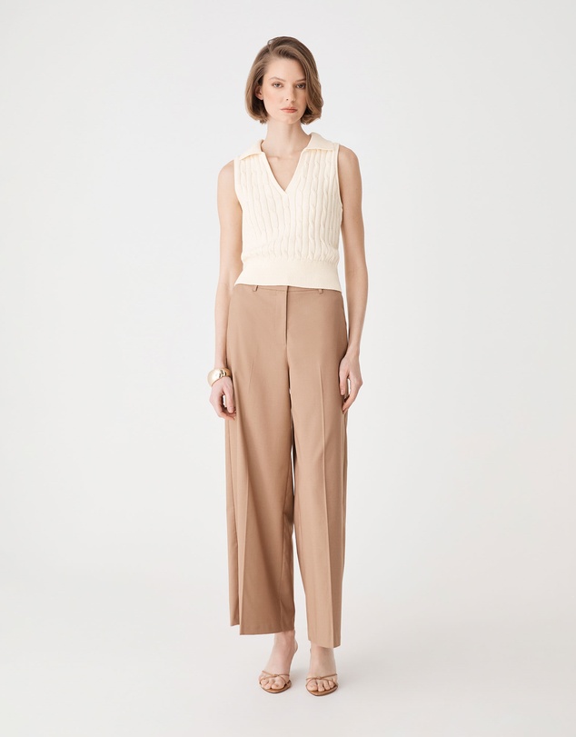 Forcast - Erin Collared Cable Knit Top