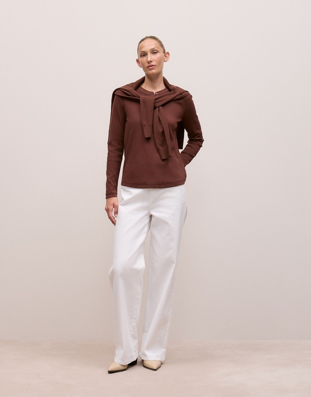 Trenery - Cotton Henley in Espresso