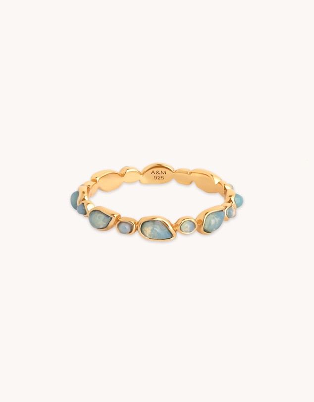 Astrid & Miyu - Opal Pear Bezel 18ct Gold Plated Band Ring