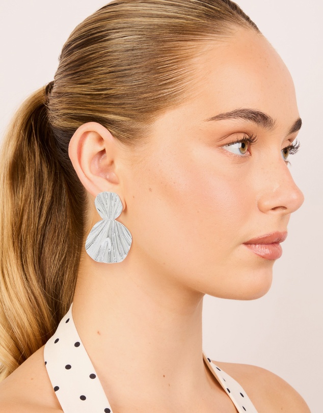 Lovisa - Waterproof Stainless Steel Double Textured Drop Earrings