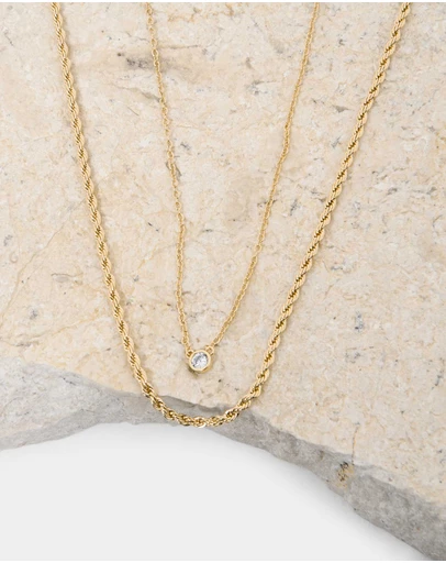 Forcast - Kingsly 16k Gold Plated 2pc Set Necklace