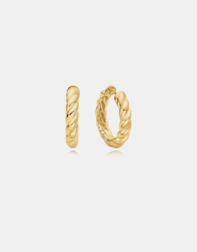 Ania Haie - Ania Haie Gold Twisted Huggie Hoop Earrings