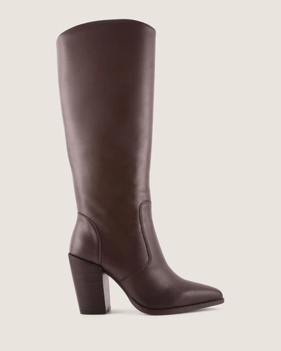 Shelly Shen - Rory Heel Long Boots Brown Leather