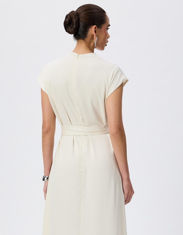 Tussah - Violet Drape Tie Detail Satin Maxi Dress