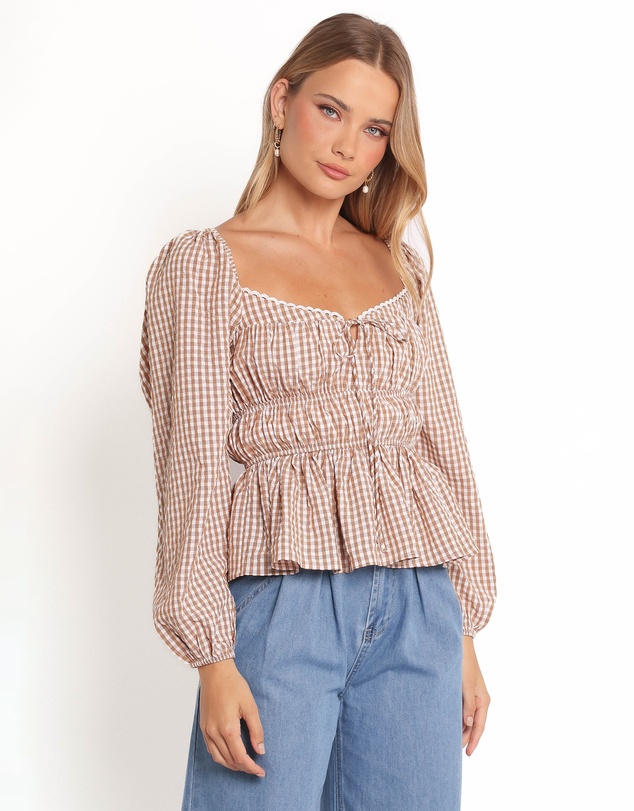 Petal & Pup - Saphia Top - Brown Check
