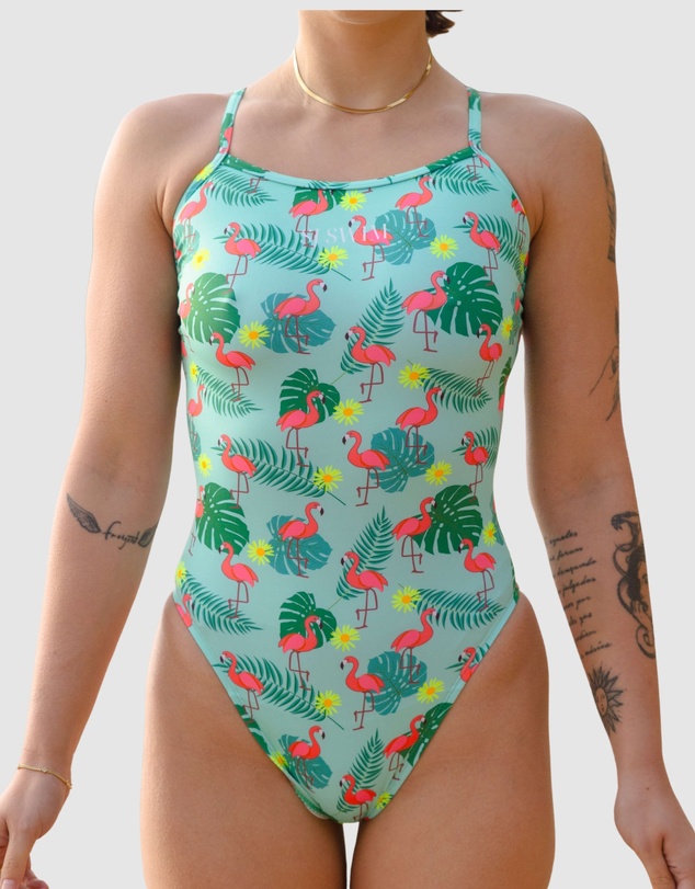 Salty Johnson - Flamingos Thin Strap One Piece