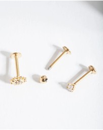 Lovisa - Gold Surgical Steel Cubic Zirconia Sun Flat Back Earring Pack