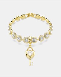 Swarovski - Idyllia Charm, Mixed Cuts, Heart With Key, White, Gold-tone Plated