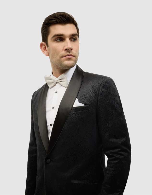 Politix - Embossed Paisley Black Tie Tuxedo