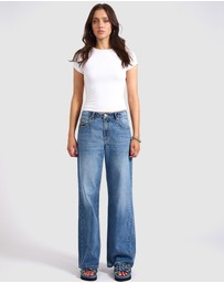 ONE TEASPOON - Jackson Mid Waist Wide Leg Denim Jeans