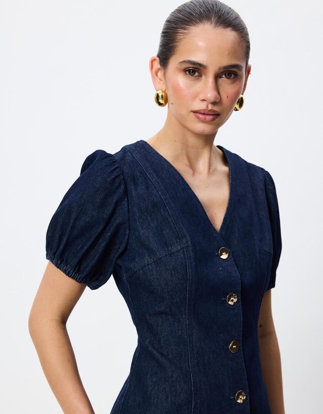 Tussah - Margot Chambray Puff Sleeve Blouse