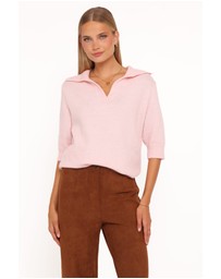 Petal & Pup - Bels Short Sleeve Collar Knit Sweater - Pink